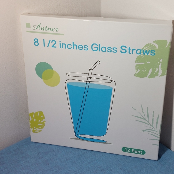 12-pack Glass Drinking Straws Bent 8.5" x 10MM includes 2 Cleaning Brushes NIB - Picture 2 of 8